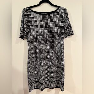 Michael by Michael Kors Black and White Diamond Deco Pattern Mini Dress - M